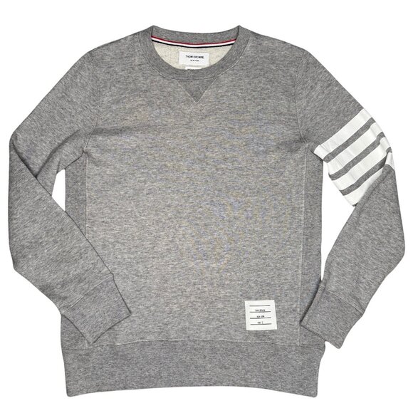 Excellent Thom Browne Grey Stripe 4 Bar Sweatshirt Crew Mens Size 2 S Cotton - Picture 2 of 12